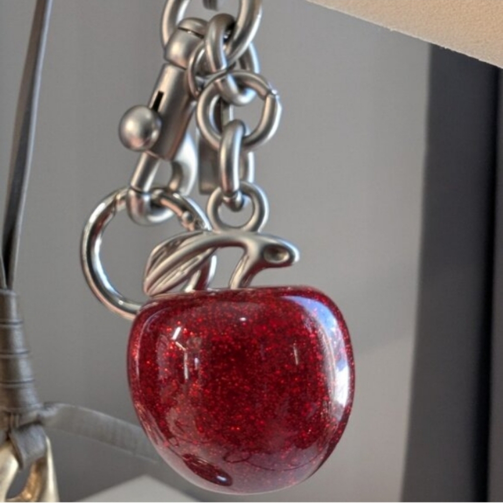 Red Glitter Apple Keychain